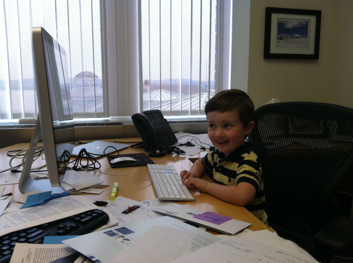 Ben Booma, seen here behind his dad's desk.